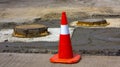 Repair of asphalt process of restoration of a road cloth Royalty Free Stock Photo