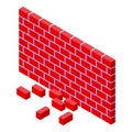 Repair brick wall icon isometric vector. Building remodel Royalty Free Stock Photo