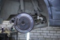 Repair of car brake discs. Replacement of car brake pads Royalty Free Stock Photo