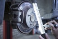 Repair of car brake discs. Replacement of car brake pads Royalty Free Stock Photo