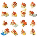 Repair of church icons set, isometric style Royalty Free Stock Photo
