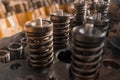 After repair, close the valves on the cylinder head of the car engine block, four valves on the cylinder, car engine Royalty Free Stock Photo