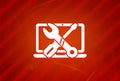 Repair computer icon isolated on abstract red gradient magnificence background