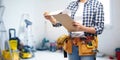 Woman with clipboard, pencil and working tools Royalty Free Stock Photo