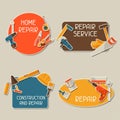 Repair and construction stickers set with working Royalty Free Stock Photo