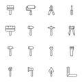 Repair and construction tool line icons set