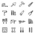 Repair and construction tools icon set. Thin Line Style stock vector. Royalty Free Stock Photo