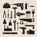 Repair and construction working tools icon set Royalty Free Stock Photo