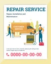 Repair Customer Service Banner, Promo Ad Flyer. Royalty Free Stock Photo