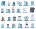 Repair dishwasher icons set cartoon vector. Heating plumber