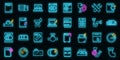 Repair dishwasher icons set vector neon