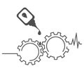 Repair of equipment. Gears, cardiogram, oilcan Royalty Free Stock Photo