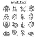 Repair, Fixing & maintenance icon set in thin line style