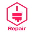 Repair flat icon. Paint roller in simple minimalistic style. Painting tool. Vector Royalty Free Stock Photo