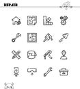 Repair flat icon set. Royalty Free Stock Photo