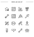 Repair flat icon set. Royalty Free Stock Photo