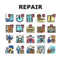 Repair Furniture And Building Icons Set Vector