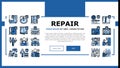 Repair Furniture And Building Landing Header Vector