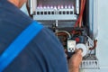 Repair of a gas boiler, setting up and servicing by a service department Royalty Free Stock Photo