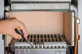 Repair gas burner boiler heating Royalty Free Stock Photo