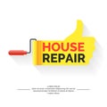 Repair of houses and buildings, modern vivid poster and logo.
