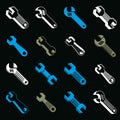 Repair instruments collection, 3d tools, wrenches and adjustable