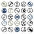 Repair instruments collection, vector 3d tools.