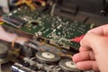 Repair and maintenance of electronic devices. Royalty Free Stock Photo
