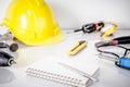 Repair man, construction worker tools Royalty Free Stock Photo