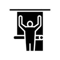 repair man gluing wallpaper on wall glyph icon vector illustration