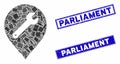 Repair Marker Mosaic and Grunge Rectangle Parliament Seals