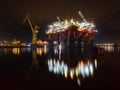 Repair of the oil rig in the shipyard. Royalty Free Stock Photo