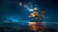 Repair of the oil rig in the shipyard. night Royalty Free Stock Photo