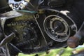 Repair of an old motorcycle. Analysis of the generator. Internal parts of the motor Royalty Free Stock Photo