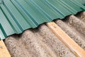 Laying a metal profiled sheet on asbestos-cement sheets