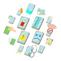 Repair phones fix icons set, cartoon style Royalty Free Stock Photo