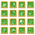 Repair phones fix icons set green square vector