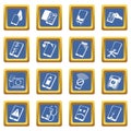 Repair phones fix icons set blue square vector