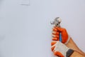 Plumber hands using wrench at work repair plumbing Royalty Free Stock Photo