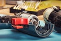 Repair of power tools in the service center Royalty Free Stock Photo