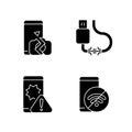 Repair related black glyph icons set on white space