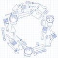 Repair and renovation tools Hand drawn vector icons Royalty Free Stock Photo