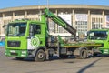 Repair of roads in Moscow. machine tow truck