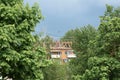 Repair of the roof and ceilings on an old five-story Soviet building in Russia