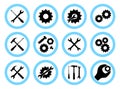 Repair service concept. Simple icons set: wrench, screwdriver, hammer and gear. Services icon or button on