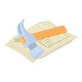 Repair service icon isometric vector. Hammer nail puller sealed paper envelope