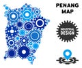 Mosaic Penang Island Map of Gears