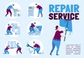 Repair service poster flat vector template Royalty Free Stock Photo