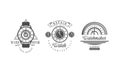 Repair Service Premium Logo Design Templates Set, Watchmaker Monochrome Retro Badges Cartoon Vector Illustration