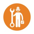 Repair, serviceman icon. Orange color design